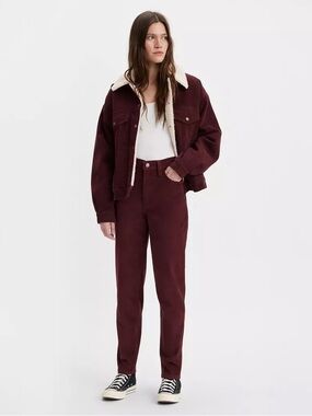 Levi's Corduroy High-Waisted Mom Jeans - Rust Red